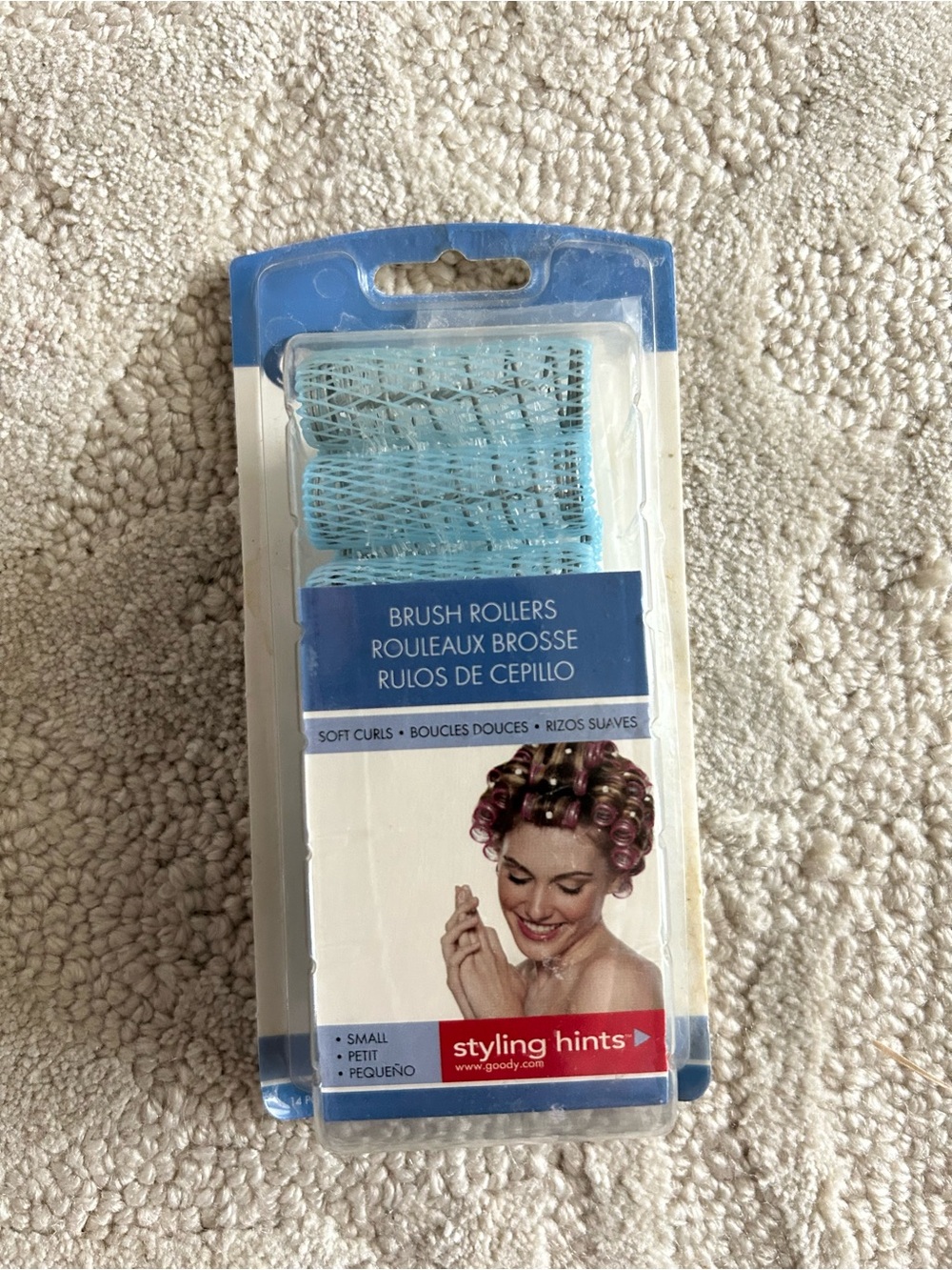 Vintage Goody Brush Rollers Full Soft Curls SMALL New with Pins Blue
